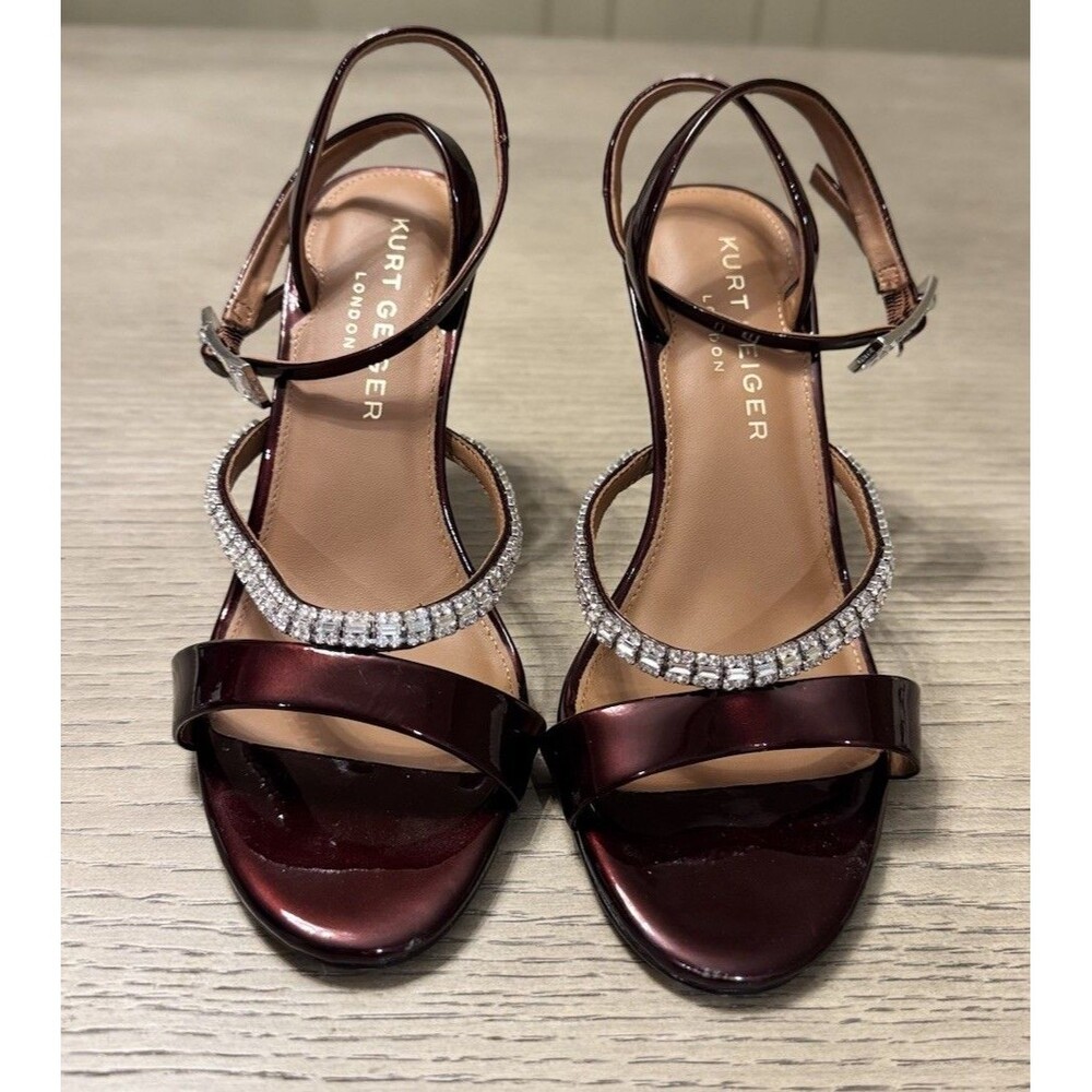 KURT GEIGER Women’s Crystal Strap Sandal 90 , Wine Color. Sizes 7 , 7.5